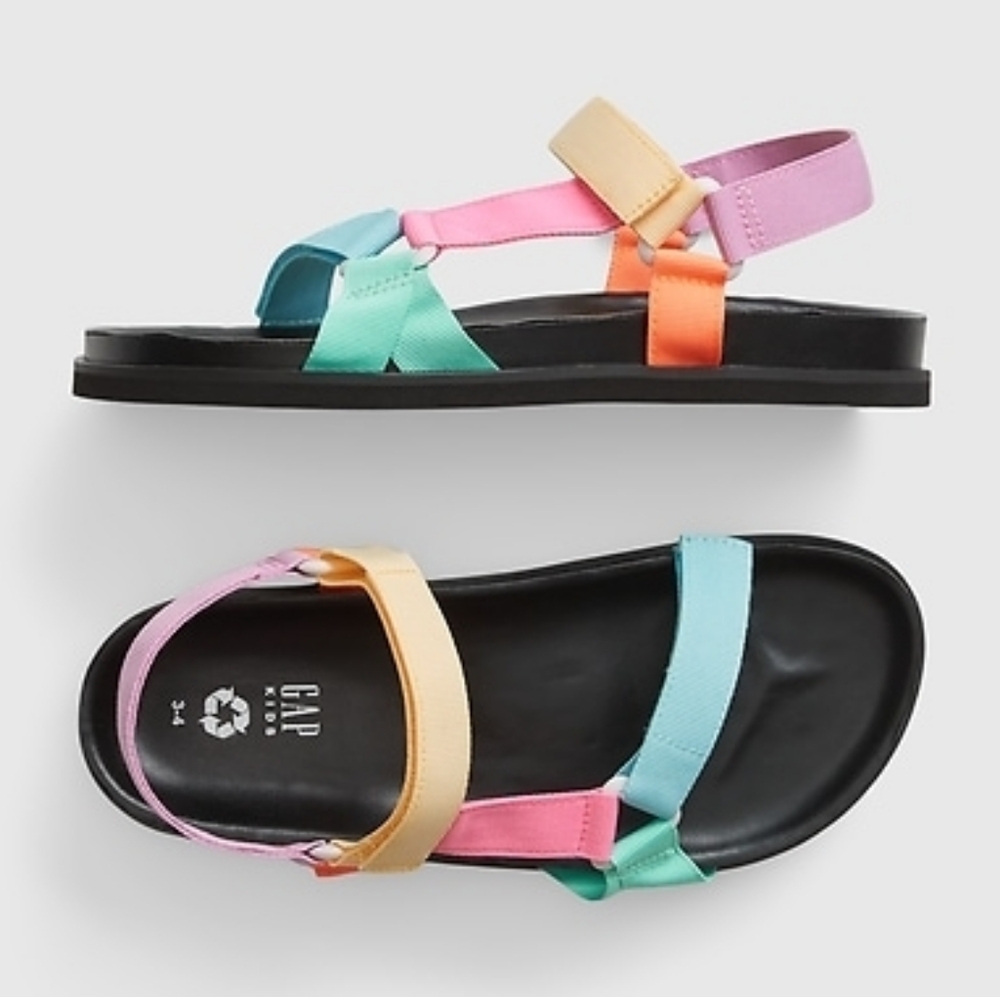 GAP Kids Colorblock Strap Sandals in Pink, Blue, Mint, Yellow, Lavender Size 7-8